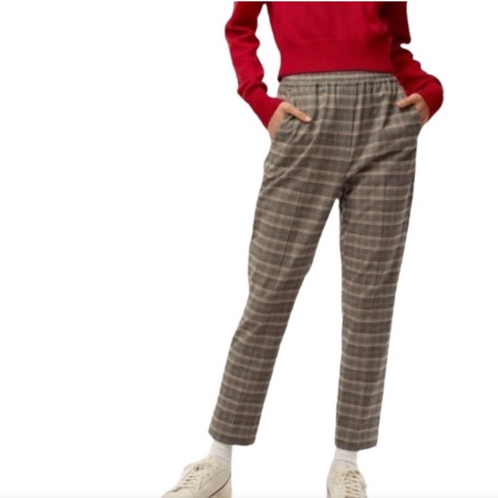 Aritzia Sunday Best Flyte Check Plaid Pants in Gray/Red Academia Size Medium